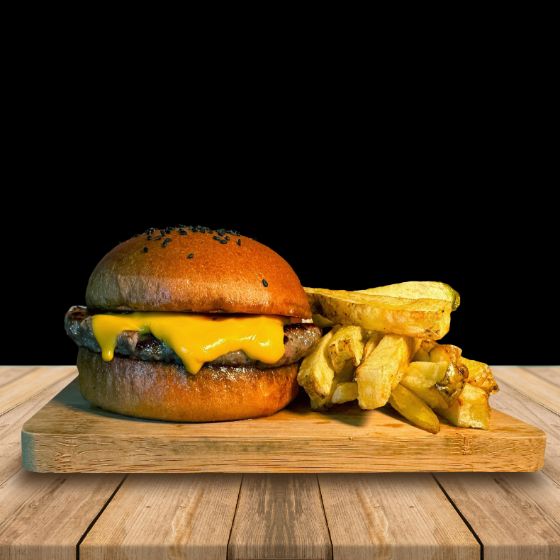 Cheese BBQ + papas a S/19.90