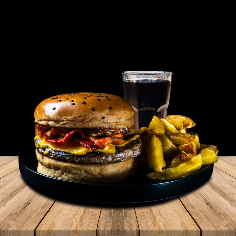 Smoky Bacon BBQ + papas + chicha 300ml a S/27.90