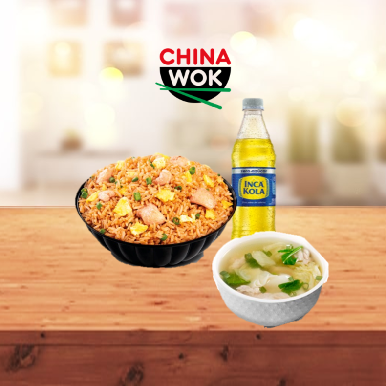 Chaufa + gaseosa + sopa a S/16.90 (CHINAWOK)