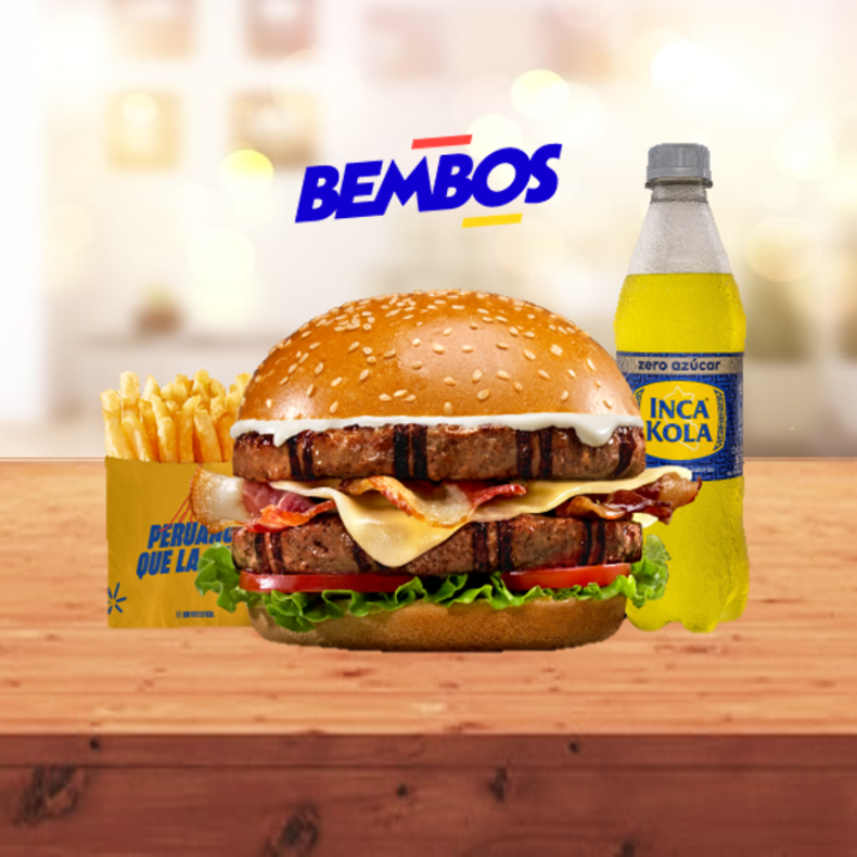 1 Extrema regular + 1 papa regular + 1 gaseosa 450ml a S/19.90 (BEMBOS)
